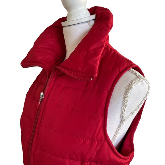 Kenneth Cole Reaction Puffer Vest Size M Red Down Feathers Zip Pockets Collar - Picture 5 of 12